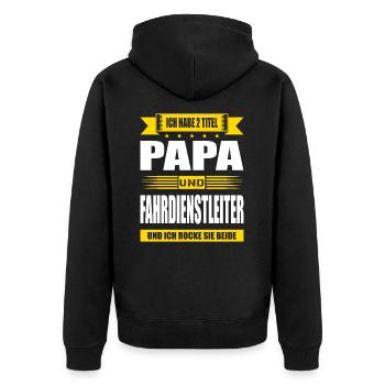 Zwei Titel Papa Und Fahrdienstleiter Lokführer Zug - Unisex Premium Bio Zip Hoodie - Schwarz - Hinten - Nico (187cm)