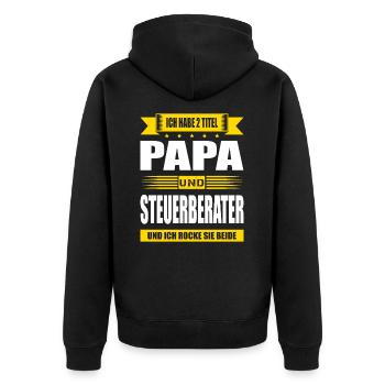 Zwei Titel Papa Und Steuerberater Buchhalter - Unisex Premium Bio Zip Hoodie - Schwarz - Hinten - Nico (187cm)
