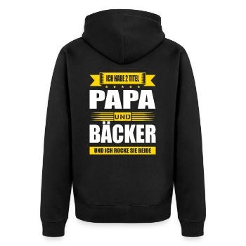Zwei Titel Papa Und Bäcker Konditor Zuckerbäcker - Unisex Premium Bio Zip Hoodie - Schwarz - Hinten - Nico (187cm)