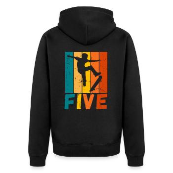 Skater Kids 5th Birthday Skateboard Boys - Unisex Premium Organic Zip Hoodie - black - Back - Nico (187cm)