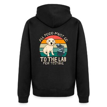 Alles Essen Muss Ins Labor Lustiger Labrador - Unisex Premium Bio Zip Hoodie - Schwarz - Hinten - Nico (187cm)