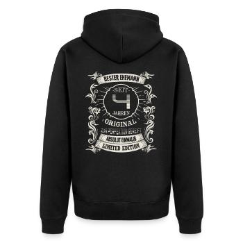 4 Hochzeitstag Seit 4 Jahren Seidene Hochzeit Ehe - Unisex Premium Bio Zip Hoodie - Schwarz - Hinten - Nico (187cm)