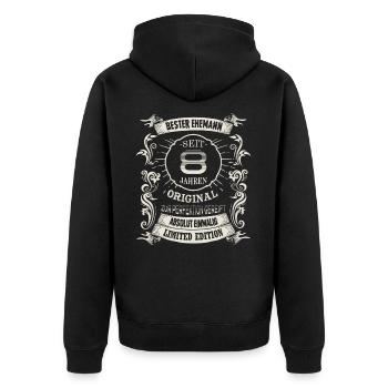 Seit 8 Jahren Hochzeitstag Blecherne Hochzeit Ehe - Unisex Premium Bio Zip Hoodie - Schwarz - Hinten - Nico (187cm)