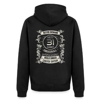 31 Hochzeitstag Seit 31 Jahren Lindenhochzeit Ehe - Unisex Premium Bio Zip Hoodie - Schwarz - Hinten - Nico (187cm)