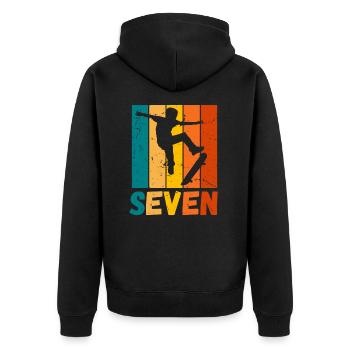 Skater Kids 7th Birthday Skateboard Boys - Unisex Premium Organic Zip Hoodie - black - Back - Nico (187cm)