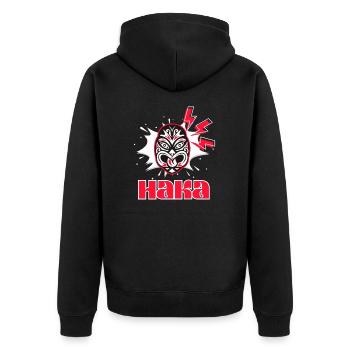 Maori Tribal Mask Haka Dance New Zealand - Unisex Premium Organic Zip Hoodie - black - Back - Nico (187cm)