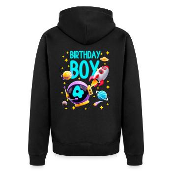 4e anniversaire Space Rocket Astronaut Boy - Veste à capuche bio Premium Unisexe - noir - Dos - Nico (187cm)