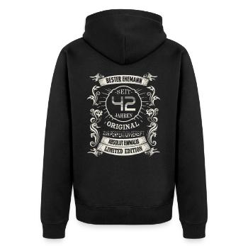 42 Hochzeitstag Seit 42 Jahren Granathochzeit Ehe - Unisex Premium Bio Zip Hoodie - Schwarz - Hinten - Nico (187cm)