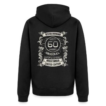 Seit 60 Jahren Ehemann Diamantene Hochzeit Ehe - Unisex Premium Bio Zip Hoodie - Schwarz - Hinten - Nico (187cm)