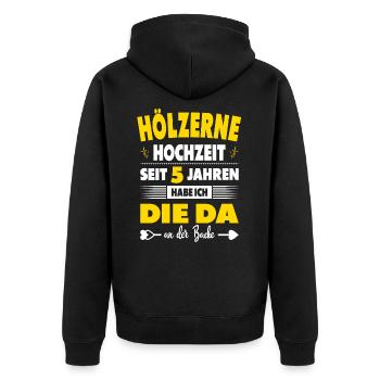5 Hochzeitstag Paare 5 Jahre Ehe Hölzerne Hochzeit - Unisex Premium Bio Zip Hoodie - Schwarz - Hinten - Nico (187cm)
