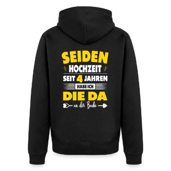 4 Hochzeitstag Paare 4 Jahre Ehe Seidenhochzeit - Unisex Premium Bio Zip Hoodie - Schwarz - Hinten - Nico (187cm)