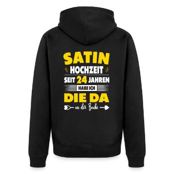 24 Hochzeitstag Paare 24 Jahre Ehe Satinhochzeit - Unisex Premium Bio Zip Hoodie - Schwarz - Hinten - Nico (187cm)