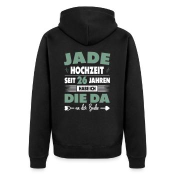 26 Hochzeitstag Paare 26 Jahre Ehe Jadehochzeit - Unisex Premium Bio Zip Hoodie - Schwarz - Hinten - Nico (187cm)