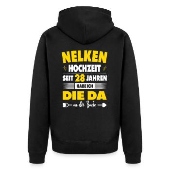 28 Hochzeitstag Paare 28 Jahre Ehe Nelkenhochzeit - Unisex Premium Bio Zip Hoodie - Schwarz - Hinten - Nico (187cm)