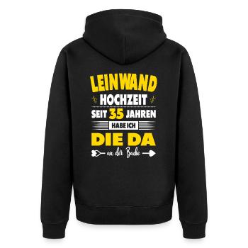35 Hochzeitstag 35 Jahre Ehe Leinwandhochzeit - Unisex Premium Bio Zip Hoodie - Schwarz - Hinten - Nico (187cm)
