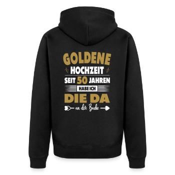50. Hochzeitstag 50 Jahre Ehe Goldene Hochzeit - Unisex Premium Bio Zip Hoodie - Schwarz - Hinten - Nico (187cm)