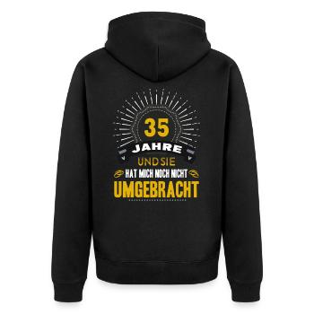 35 Hochzeitstag Mann 35 Jahre Ehe Leinwandhochzeit - Unisex Premium Bio Zip Hoodie - Schwarz - Hinten - Nico (187cm)