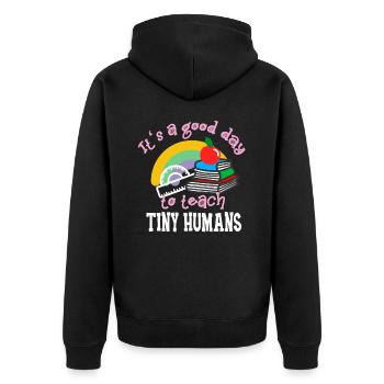 Funny Teacher Elementary School Teacher Lessons - Unisex Premium Organic Zip Hoodie - black - Back - Nico (187cm)