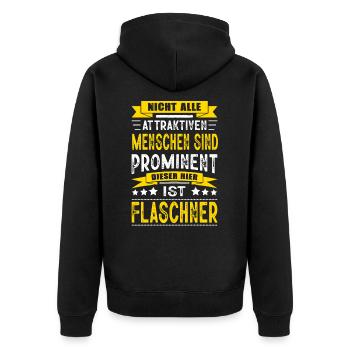 Nicht Alle Menschen Sind Prominent Flaschner - Unisex Premium Bio Zip Hoodie - Schwarz - Hinten - Nico (187cm)