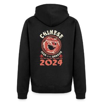 Année chinoise du Dragon 2024 Chinois - Veste à capuche bio Premium Unisexe - noir - Dos - Nico (187cm)