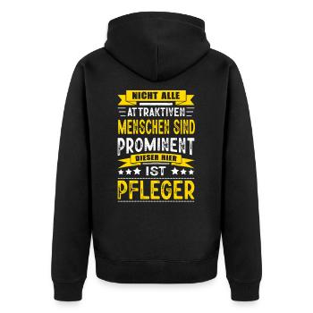 Nicht Alle Menschen Sind Prominent Pfleger - Unisex Premium Bio Zip Hoodie - Schwarz - Hinten - Nico (187cm)