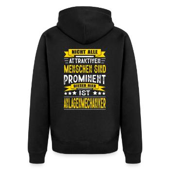 Anlagenmechaniker Spruch Geselle Meister Fun - Unisex Premium Bio Zip Hoodie - Schwarz - Hinten - Nico (187cm)