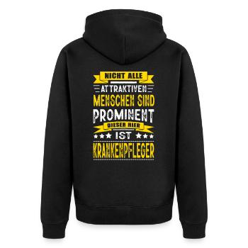 Krankenpfleger Spruch Pfleger Pflege Pflegekraft - Unisex Premium Bio Zip Hoodie - Schwarz - Hinten - Nico (187cm)