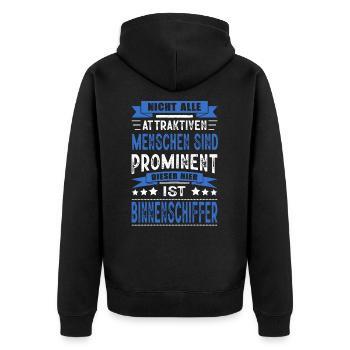 Binnenschiffer Spruch Schifffahrt Geselle Arbeit - Unisex Premium Bio Zip Hoodie - Schwarz - Hinten - Nico (187cm)