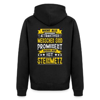 Nicht Alle Menschen Sind Prominent Steinmetz - Unisex Premium Bio Zip Hoodie - Schwarz - Hinten - Nico (187cm)