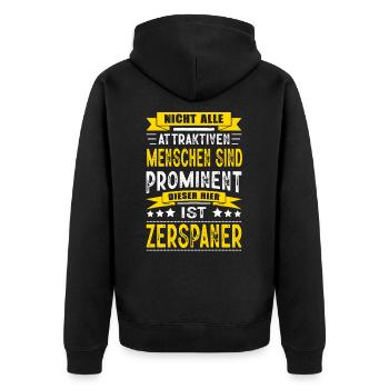 Nicht Alle Menschen Sind Prominent Zerspaner - Unisex Premium Bio Zip Hoodie - Schwarz - Hinten - Nico (187cm)