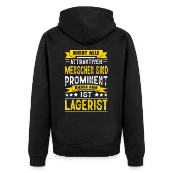 Nicht Alle Menschen Sind Prominent Lagerist - Unisex Premium Bio Zip Hoodie - Schwarz - Hinten - Nico (187cm)