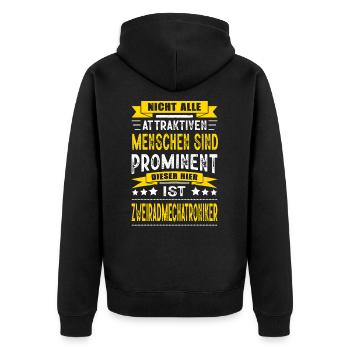 Zweiradmechatroniker Geselle Meister Abschluss - Unisex Premium Bio Zip Hoodie - Schwarz - Hinten - Nico (187cm)