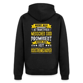 Industriemechaniker Geselle Meister Abschluss CNC - Unisex Premium Bio Zip Hoodie - Schwarz - Hinten - Nico (187cm)