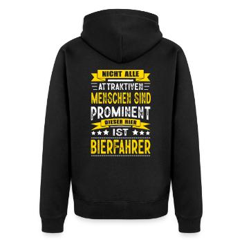 Nicht Alle Menschen Sind Prominent Bierfahrer - Unisex Premium Bio Zip Hoodie - Schwarz - Hinten - Nico (187cm)