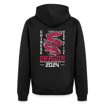 Année chinoise du Dragon 2024 Chinois - Veste à capuche bio Premium Unisexe - noir - Dos - Nico (187cm)