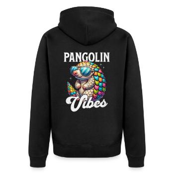 Pangolin Vibes Conservationist Pangolin Fan - Unisex Premium Organic Zip Hoodie - black - Back - Nico (187cm)