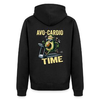 Avo-Cardio Time Fitness Vegan Avocardio Avocado - Unisex Premium Bio Zip Hoodie - Schwarz - Hinten - Nico (187cm)