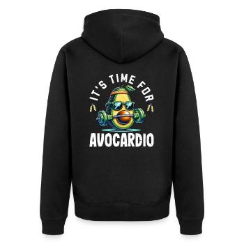 It's Time For Avocardio Gym Fitness Vegan Avocado - Unisex Premium Organic Zip Hoodie - black - Back - Nico (187cm)