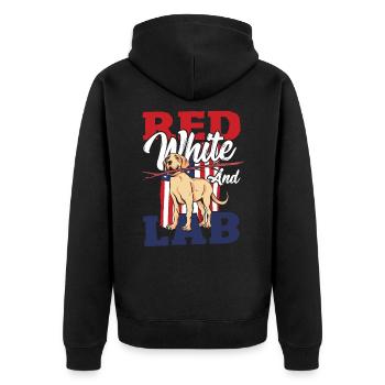 4th Of July Red Stripes American Flag Labrador - Unisex Premium Organic Zip Hoodie - black - Back - Nico (187cm)