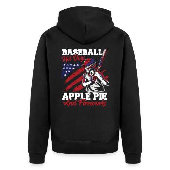 Baseball amerikanische Flagge patriotische - Unisex Premium Bio Zip Hoodie - Schwarz - Hinten - Nico (187cm)