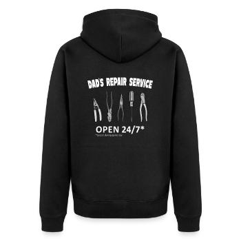 Dad's Repair Service for Practical Dads - Unisex Premium Organic Zip Hoodie - black - Back - Nico (187cm)