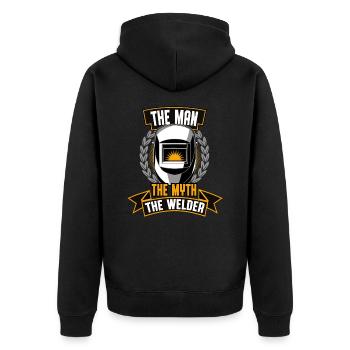 Der Mann Der Mythos Der Schweißer Stahlarbeiter - Unisex Premium Bio Zip Hoodie - Schwarz - Hinten - Nico (187cm)