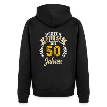 50th Anniversary Company Anniversary Gift - Unisex Premium Organic Zip Hoodie - black - Back - Nico (187cm)