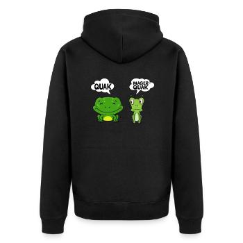 Quak Und Magerquak Lustige Frösche Wortwitz Frosch - Unisex Premium Bio Zip Hoodie - Schwarz - Hinten - Nico (187cm)