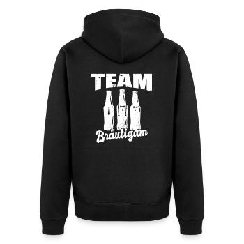 JGA Team Bräutigam Junggesellenabschied Kostüm - Unisex Premium Bio Zip Hoodie - Schwarz - Hinten - Nico (187cm)