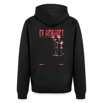 Junggesellenabschied Polterabend Team Bräutigam - Unisex Premium Bio Zip Hoodie - Schwarz - Hinten - Nico (187cm)
