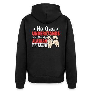 Alaskan Malamute Mama Schlittenhund Alaskan - Unisex Premium Bio Zip Hoodie - Schwarz - Hinten - Nico (187cm)