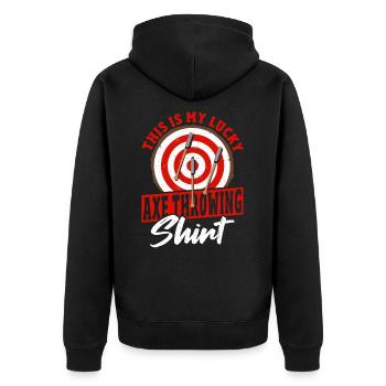 Axt Axt-Werfer Axt-Werfer-Liebhaber - Unisex Premium Bio Zip Hoodie - Schwarz - Hinten - Nico (187cm)