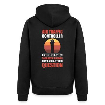 Aviation Pilotes De La Circulation Aérienne Tenue De Contrôleurs De La Circulation Aérienne - Veste à capuche bio Premium Unisexe - noir - Dos - Nico (187cm)