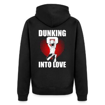 Paare Basketballspieler Romantisch Dunking in - Unisex Premium Bio Zip Hoodie - Schwarz - Hinten - Nico (187cm)
